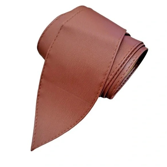 Plus size brown faux leather corset wide waist boho cinch obi belt - Picture 9 of 11